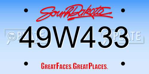 49W433 South Dakota License Plate