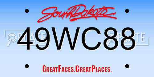 49WC88 South Dakota License Plate