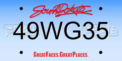 49WG35 South Dakota License Plate