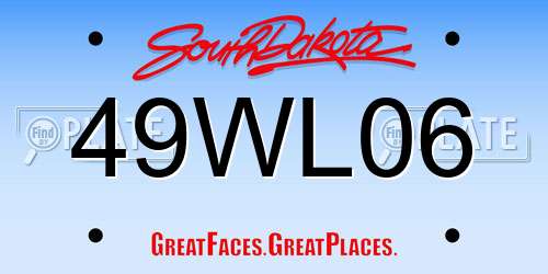 49WL06 South Dakota License Plate
