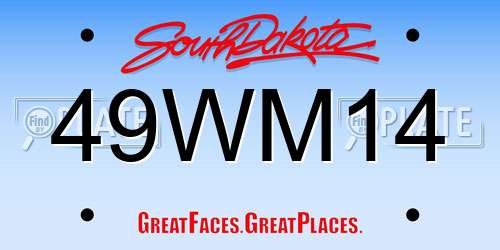 49WM14 South Dakota License Plate