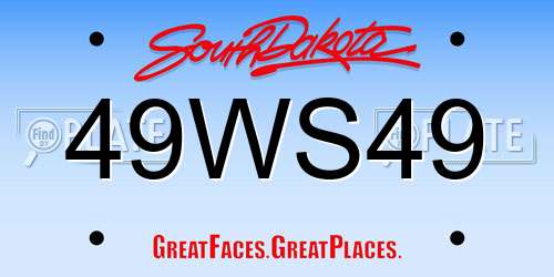 49WS49 South Dakota License Plate