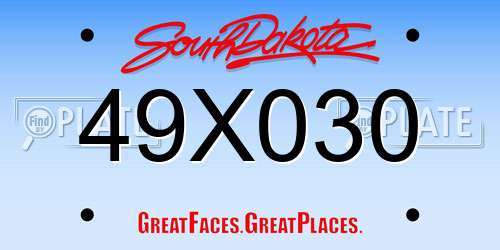 49X030 South Dakota License Plate