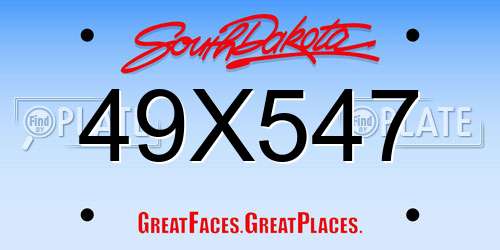 49X547 South Dakota License Plate