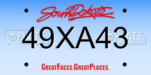 49XA43 South Dakota License Plate
