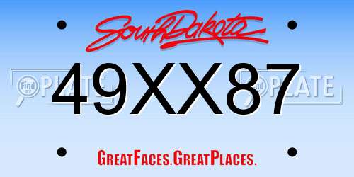 49XX87 South Dakota License Plate