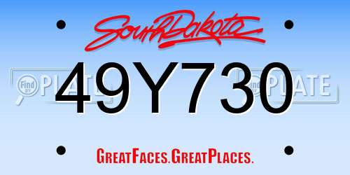 49Y730 South Dakota License Plate