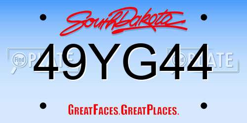 49YG44 South Dakota License Plate