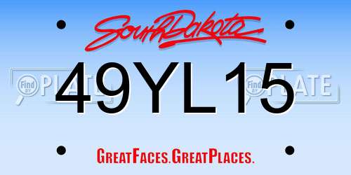 49YL15 South Dakota License Plate