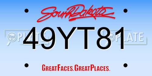 49YT81 South Dakota License Plate