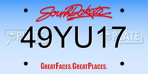 49YU17 South Dakota License Plate