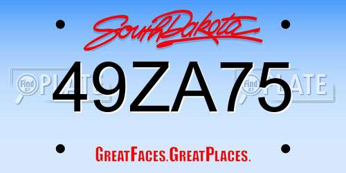 49ZA75 South Dakota License Plate