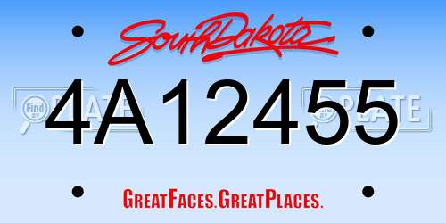 4A12455 South Dakota License Plate