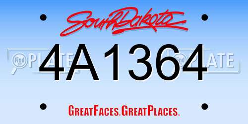 4A1364 South Dakota License Plate