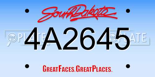 4A2645 South Dakota License Plate