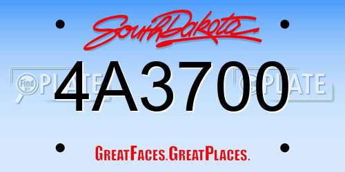 4A3700 South Dakota License Plate