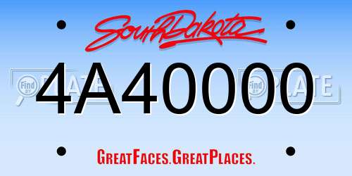 4A40000 South Dakota License Plate