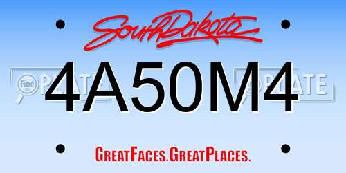 4A50M4 South Dakota License Plate