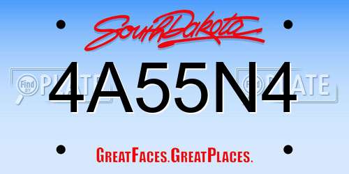 4A55N4 South Dakota License Plate