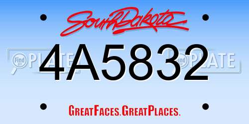 4A5832 South Dakota License Plate