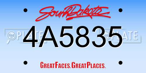 4A5835 South Dakota License Plate