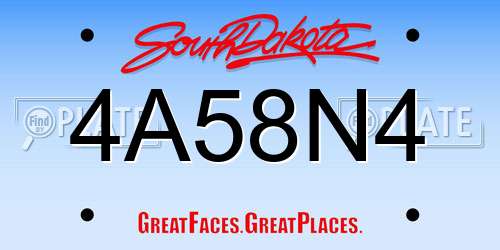 4A58N4 South Dakota License Plate