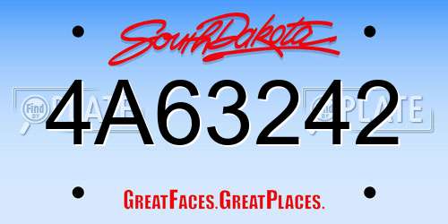 4A63242 South Dakota License Plate