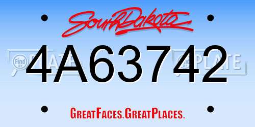 4A63742 South Dakota License Plate