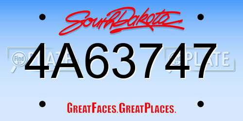 4A63747 South Dakota License Plate