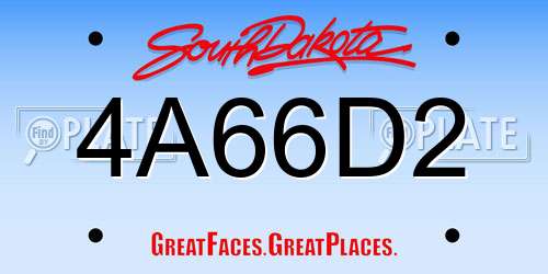 4A66D2 South Dakota License Plate