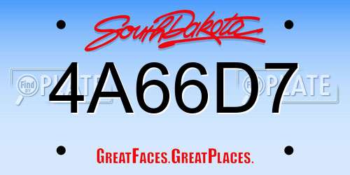 4A66D7 South Dakota License Plate