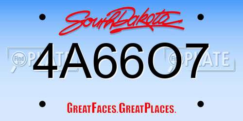 4A66O7 South Dakota License Plate