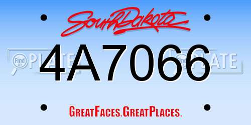 4A7066 South Dakota License Plate