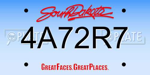4A72R7 South Dakota License Plate