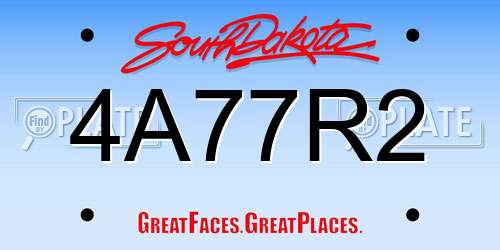 4A77R2 South Dakota License Plate