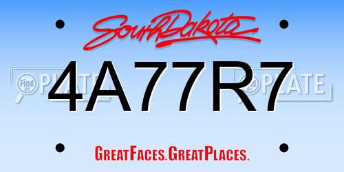 4A77R7 South Dakota License Plate