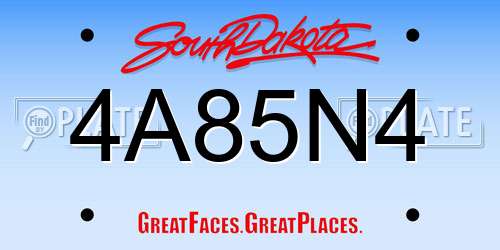 4A85N4 South Dakota License Plate