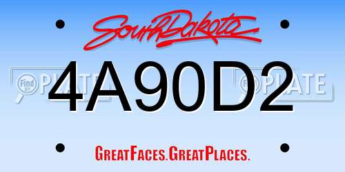 4A90D2 South Dakota License Plate