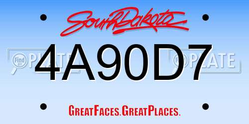 4A90D7 South Dakota License Plate