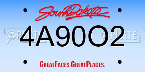 4A90O2 South Dakota License Plate