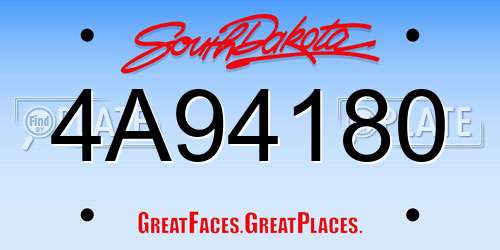 4A94180 South Dakota License Plate