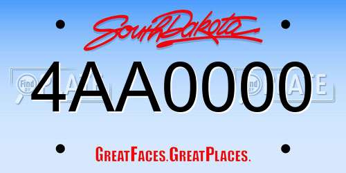 4AA0000 South Dakota License Plate