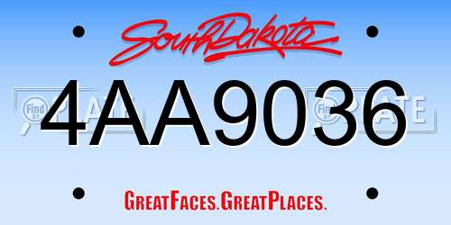 4AA9036 South Dakota License Plate