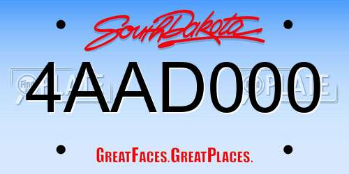 4AAD000 South Dakota License Plate