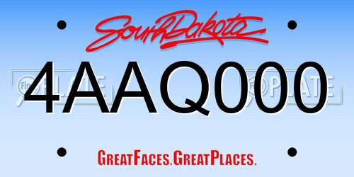 4AAQ000 South Dakota License Plate