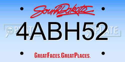 4ABH52 South Dakota License Plate