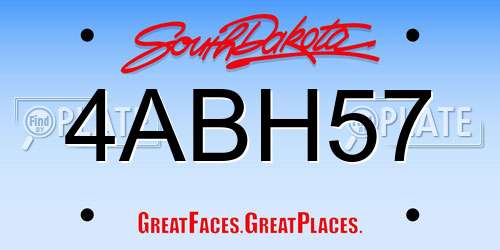 4ABH57 South Dakota License Plate