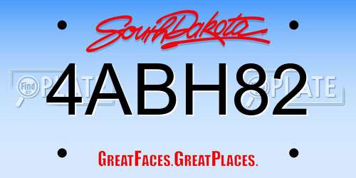 4ABH82 South Dakota License Plate