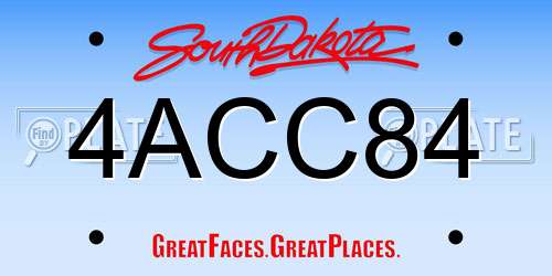 4ACC84 South Dakota License Plate