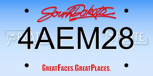 4AEM28 South Dakota License Plate